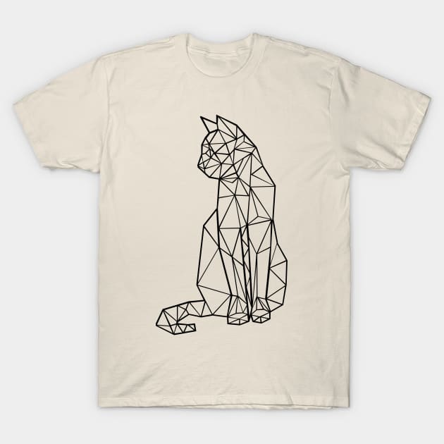 Cat polygone black T-Shirt by DrTigrou